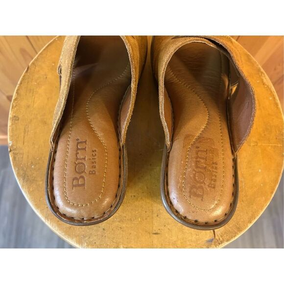 Born Teayo 30506 Women's 8M Brown Suede Leather Slide Wedge Crossover Sandals - Picture 6 of 10